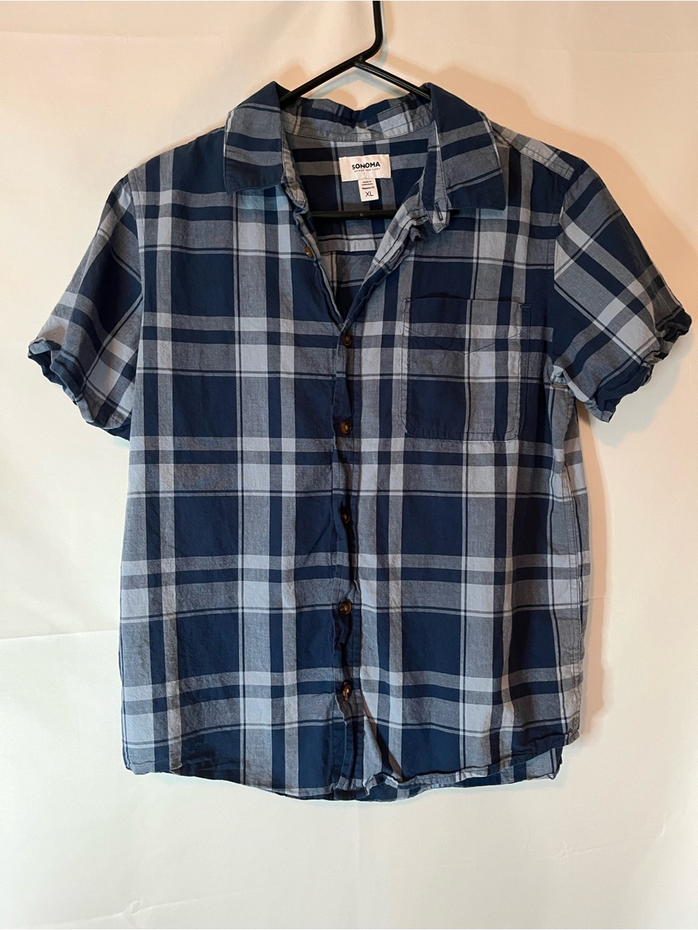 Sonoma Boys Blue Plaid Short-Sleeve Button-Down